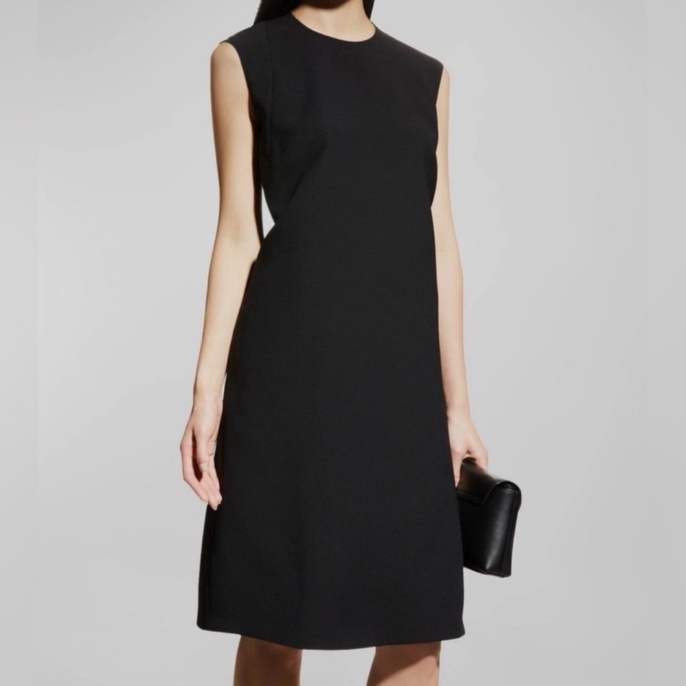 Lafayette 148 New York Black Wool & Silk Keyhole Shift Dress – Size M